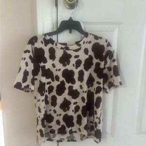 Brown and White Patterned T-Shirt